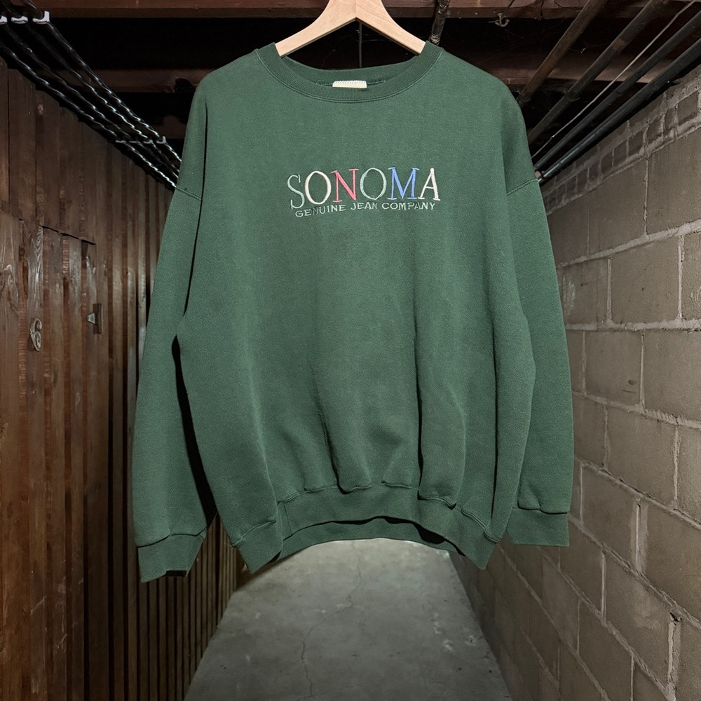 Vintage Sonoma Crewneck Sweatshirt Green Spellout USA 90s XL